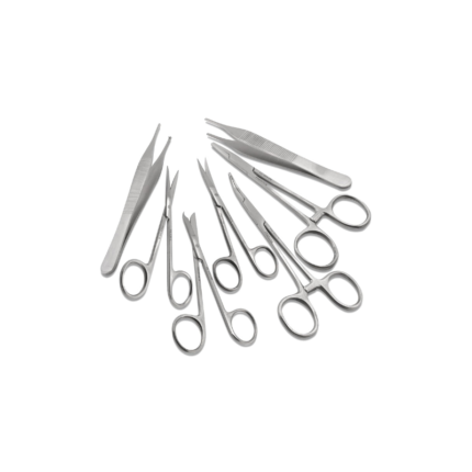 Set of 7 Pieces Scissors Forceps Hemostats Needle Holder Driver Set for Educational Training and Medical Procedures Made of Stainless Steel by Cynamed