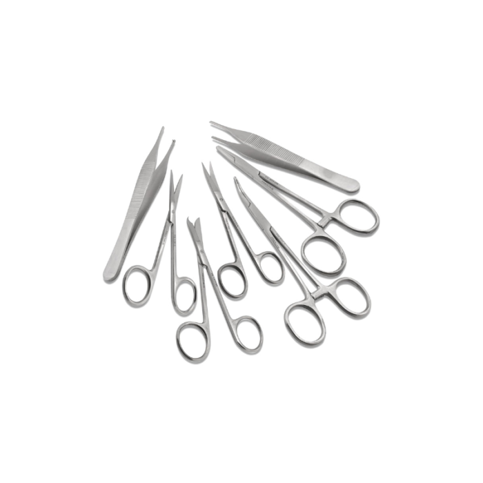 Set of 7 Pieces Scissors Forceps Hemostats Needle Holder Driver Set for Educational Training and Medical Procedures Made of Stainless Steel by Cynamed